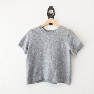 Liz Claiborne Gray Sweater Top Medium Short Sleeve Knit Casual Soft Minimalist